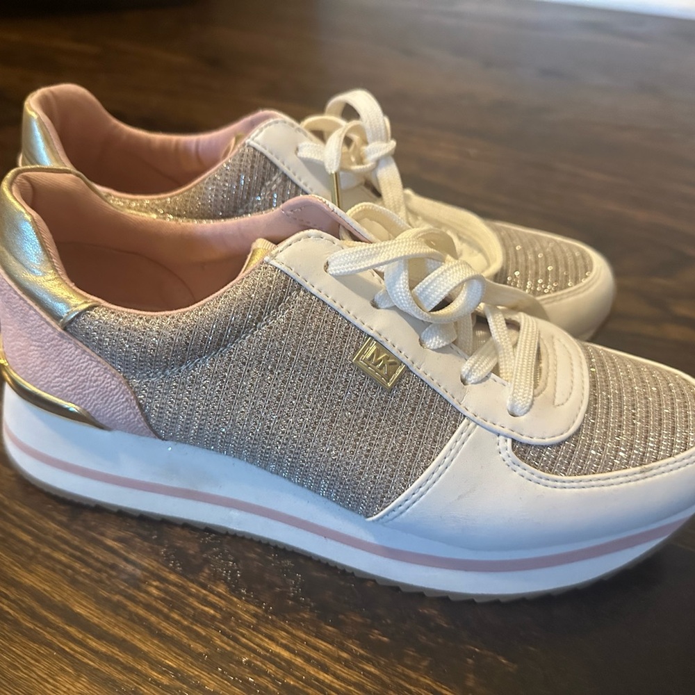 Michael Kors Monique Glitter Chain Mesh and Canvas Trainer sneaker size 8 - Picture 7 of 10